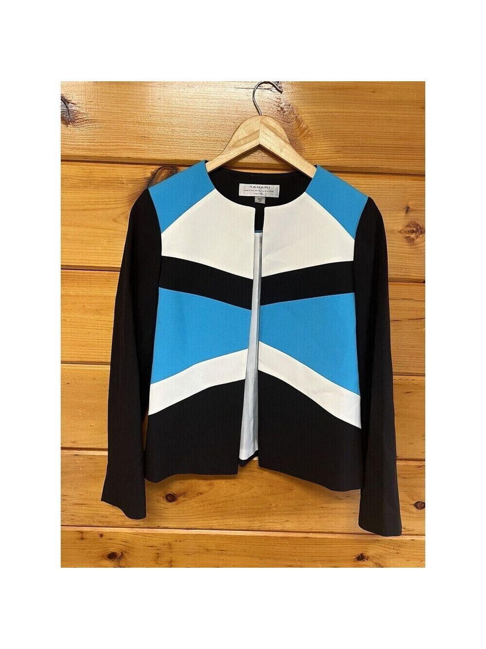 TAHARI ASL ~Sizes 4P Colorblock Flyaway Blazer Jacket Retail $139